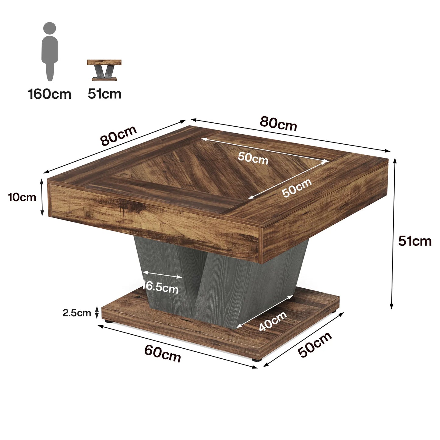 Table basse carrée moderne en bois