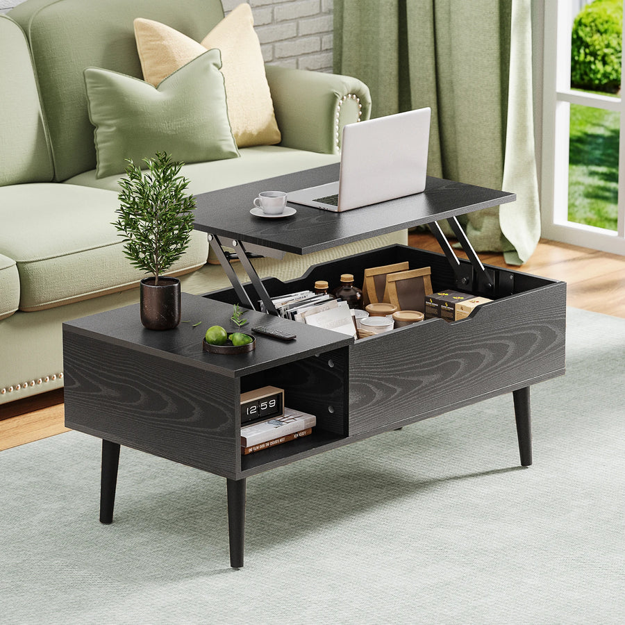 Table basse relevable avec rangement