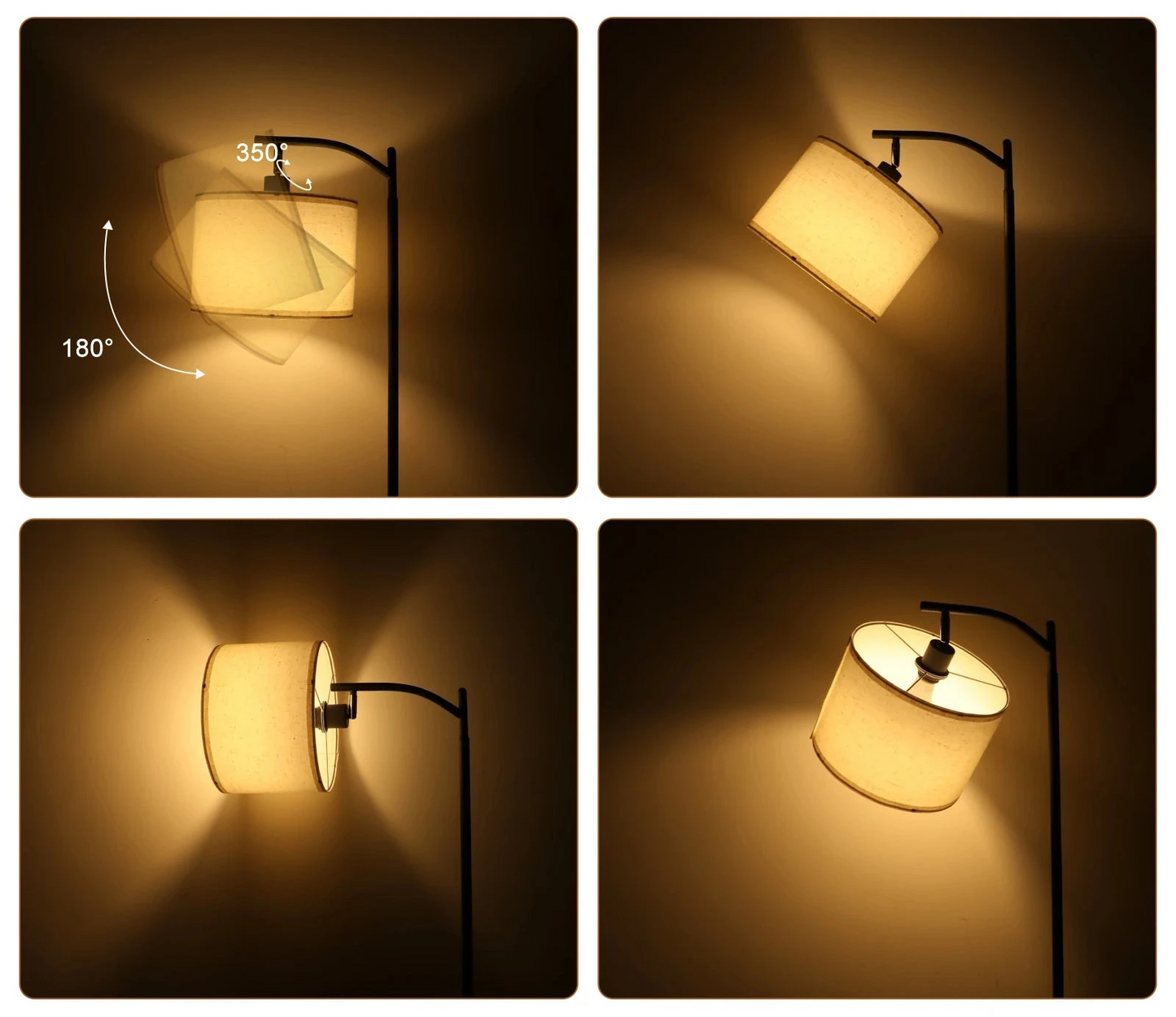 Lampadaire d'angle avec abat-jour en lin