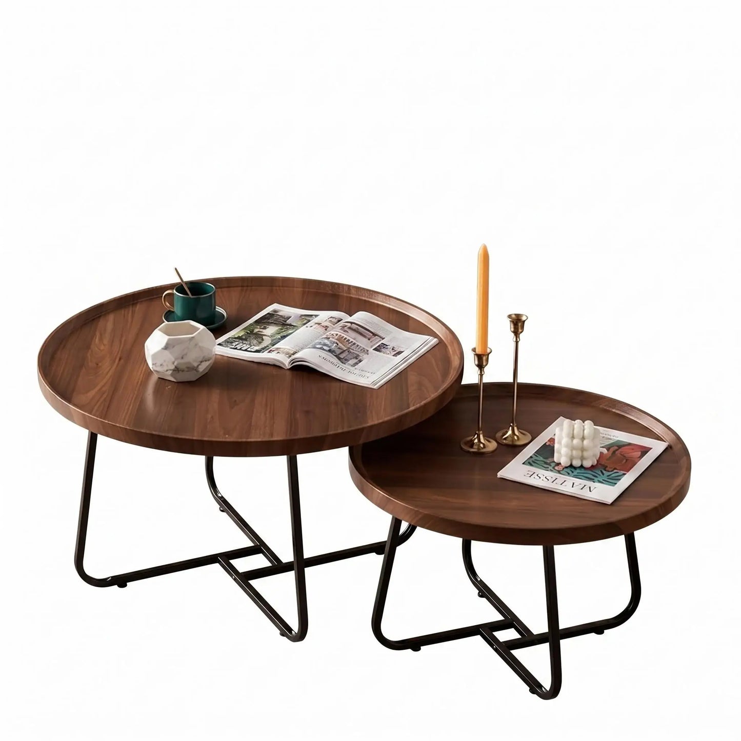 Ensemble de 2 tables basses gigognes rondes
