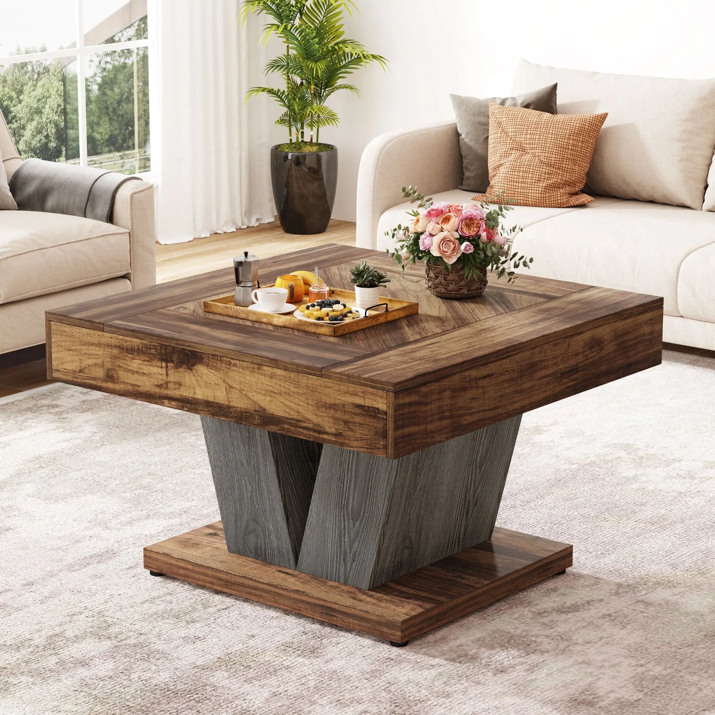 Table basse carrée moderne en bois
