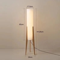 Lampadaire en bois, abat-jour en tissu