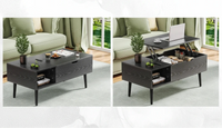 Mesa de centro elevable con estante de almacenamiento