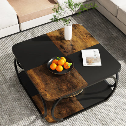 Table basse moderne à 2 plateaux avec rangement