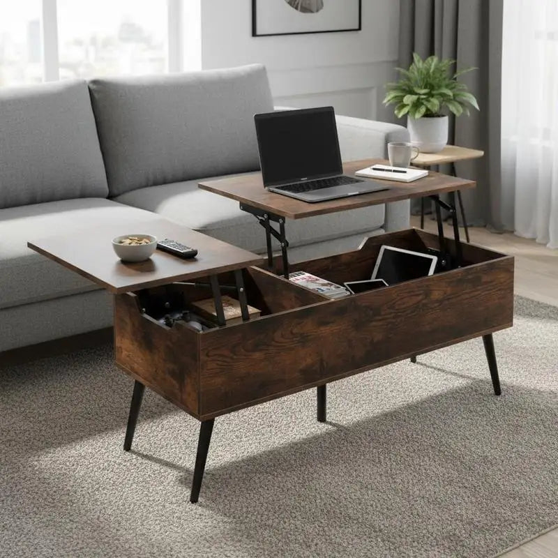 Table basse relevable à deux niveaux