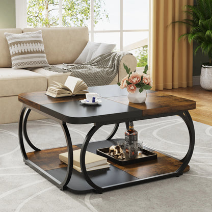 Table basse moderne à 2 plateaux avec rangement