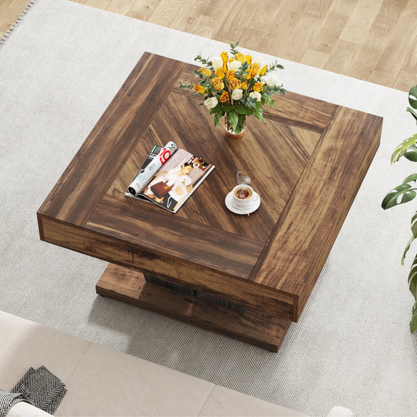 Table basse carrée moderne en bois