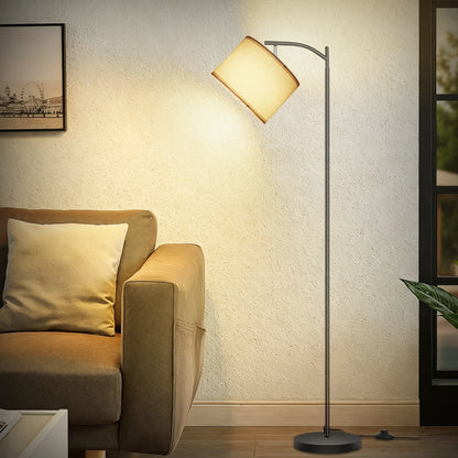 Lampadaire d'angle avec abat-jour en lin