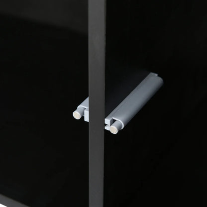 Meuble TV LED moderne avec 3 tiroirs et étagères en verre