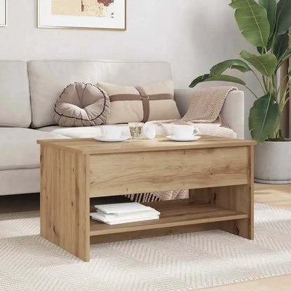 Table basse en bois à plateau relevable avec rangement