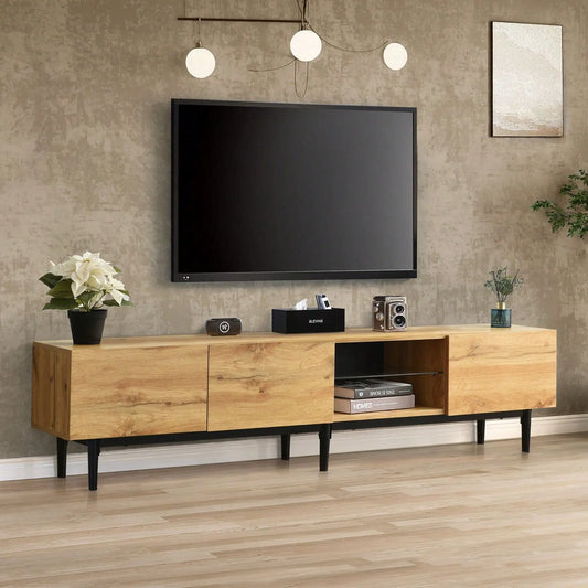 Meuble TV avec espace de rangement et éclairage LED,