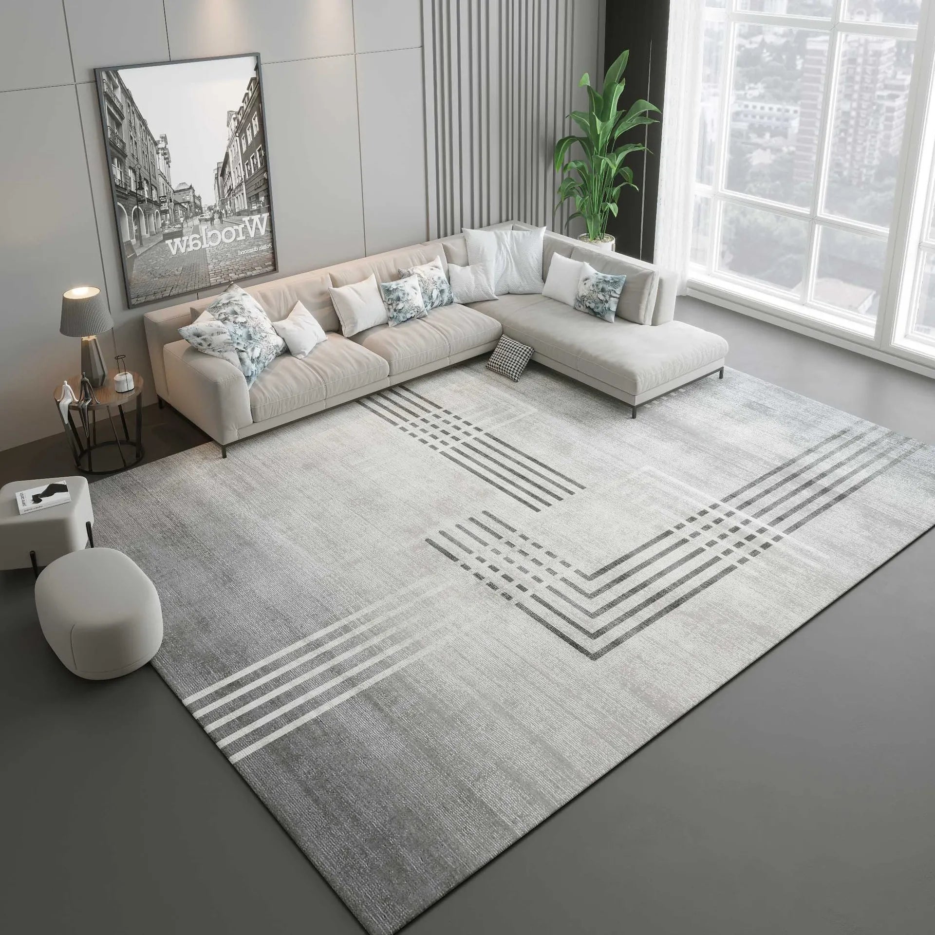 Modern Simple Living Room Decoration Carpet Large Area Soft Lounge Rug Gray Nordic Rugs for Bedroom Washable Anti-slip Floor Mat Sonera