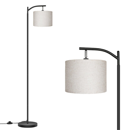 Lampadaire d'angle avec abat-jour en lin